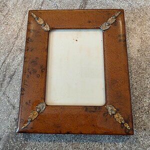 Antique Handmade Wooden Picture Frame 3.5" x 3" Filigree Floral Design